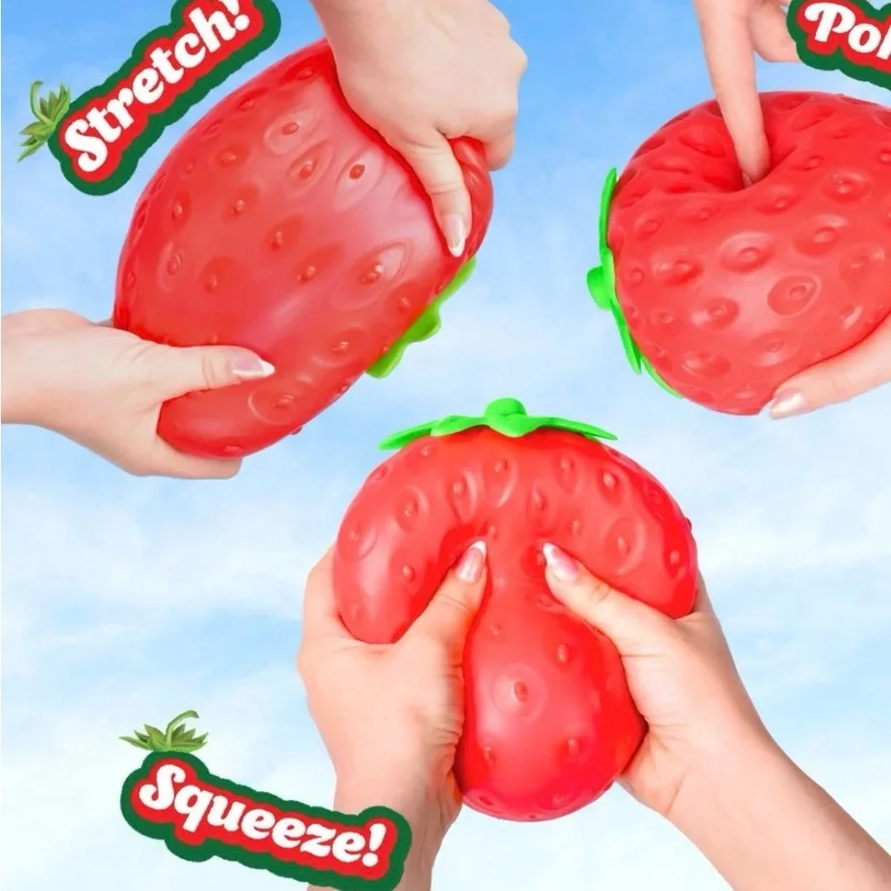 Super VIRAL & HARD find..Squeeze Strawberry Stress Relief Squishy Toy - Red